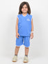 Embroidered Sleeveless Short Set (Aqua Blue)