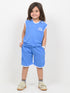 Embroidered Sleeveless Short Set (Aqua Blue)