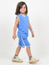 Embroidered Sleeveless Short Set (Aqua Blue)