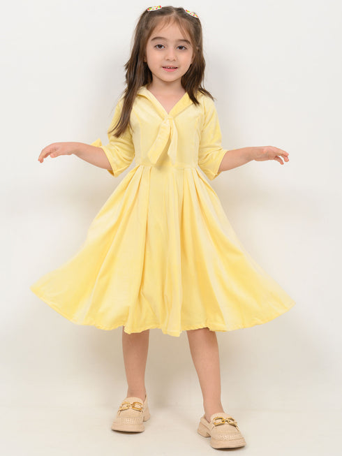 Imported Velour Princess Frock (Lemon Yellow)