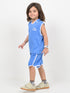 Embroidered Sleeveless Short Set (Aqua Blue)