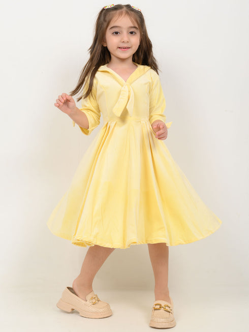 Imported Velour Princess Frock (Lemon Yellow)