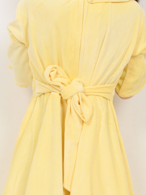 Imported Velour Princess Frock (Lemon Yellow)