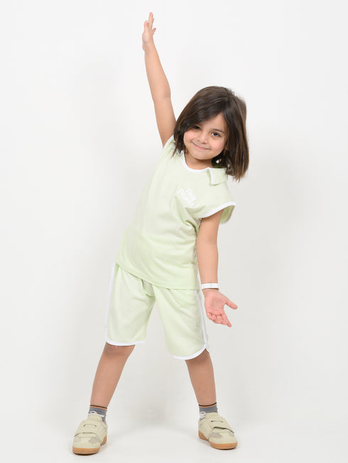Embroidered Sleeveless Short Set (Pale Mint Green)