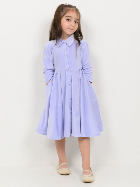 Imported Velour Princess Frock (Lilac)