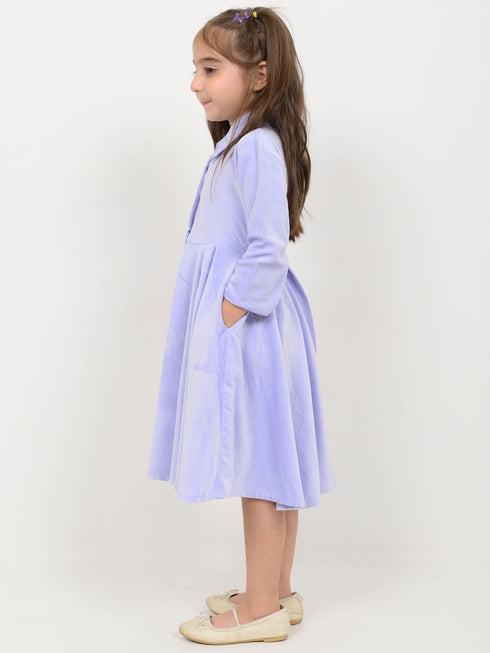 Imported Velour Princess Frock (Lilac)