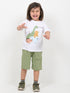 Happy Friends Cotton Short Set (White & Green)