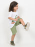 Happy Friends Cotton Short Set (White & Green)
