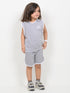 Embroidered Sleeveless Short Set (Heather Grey)