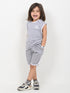 Embroidered Sleeveless Short Set (Heather Grey)