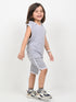 Embroidered Sleeveless Short Set (Heather Grey)