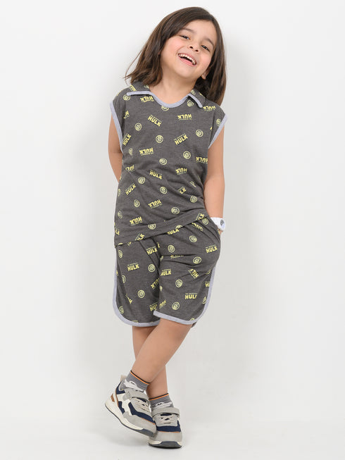 Hulk Mania Sleevesless Short Set (Charcoal Grey)