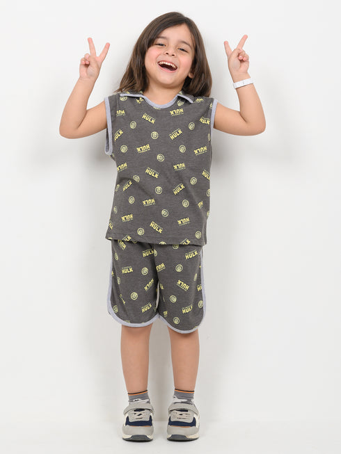 Hulk Mania Sleevesless Short Set (Charcoal Grey)