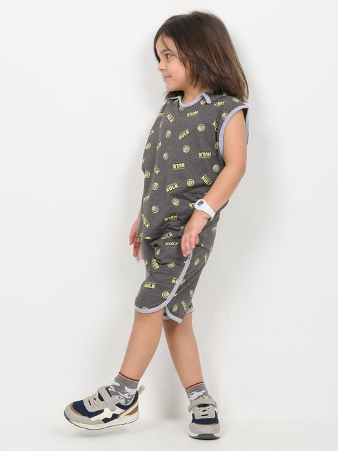 Hulk Mania Sleevesless Short Set (Charcoal Grey)