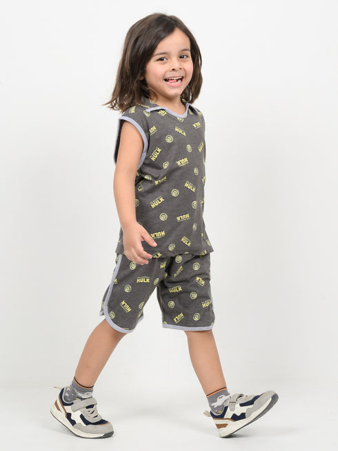 Hulk Mania Sleevesless Short Set (Charcoal Grey)