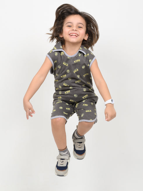 Hulk Mania Sleevesless Short Set (Charcoal Grey)