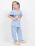 Frill Sleeves Kitty Tales Cotton Trouser Set (Sky Blue)