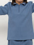 Imported Ribbed Classic Zip Polo 2 Piece Set (Dusty Blue)