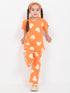 Frill Sleeves Heart Pop Cotton Trouser Set (Orange)