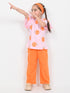Frill Sleeves Orange Blossom Cotton Trouser Set (Baby Pink & Orange)