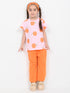 Frill Sleeves Orange Blossom Cotton Trouser Set (Baby Pink & Orange)