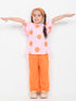 Frill Sleeves Orange Blossom Cotton Trouser Set (Baby Pink & Orange)