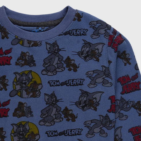 Tom & Jerry Allover Printed Fleece Tracksuit (Dark Blue)