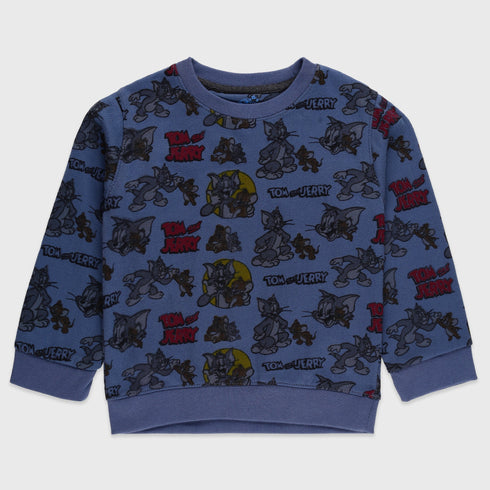 Tom & Jerry Allover Printed Fleece Tracksuit (Dark Blue)