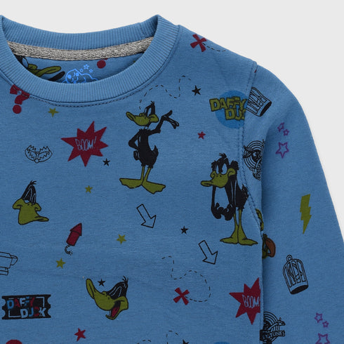 Looney Tunes Allover Printed Fleece Tracksuit (Blue)