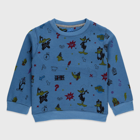 Looney Tunes Allover Printed Fleece Tracksuit (Blue)