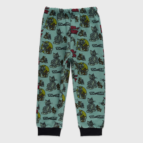 Tom & Jerry Allover Printed Fleece Tracksuit (Green)