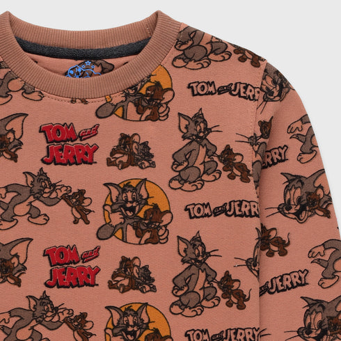 Tom & Jerry Allover Printed Fleece Tracksuit (Terracotta)