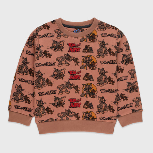 Tom & Jerry Allover Printed Fleece Tracksuit (Terracotta)
