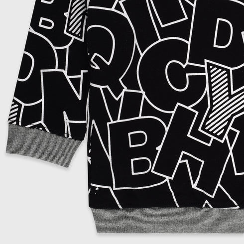 Alphabet Printed Fleece Sweatshirt (Black)