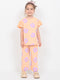 Frill Sleeves Floral Breeze Cotton Trouser Set (Peach)