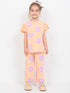 Frill Sleeves Floral Breeze Cotton Trouser Set (Peach)