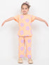 Frill Sleeves Floral Breeze Cotton Trouser Set (Peach)
