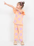 Frill Sleeves Floral Breeze Cotton Trouser Set (Peach)