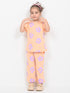 Frill Sleeves Floral Breeze Cotton Trouser Set (Peach)