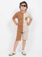 Tiny Colorblock Cotton Short Set (Brown & Beige)