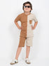 Tiny Colorblock Cotton Short Set (Brown & Beige)