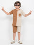 Tiny Colorblock Cotton Short Set (Brown & Beige)