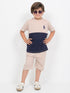 The Little Legend Cotton Short Set (Beige & Navy)