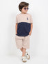 The Little Legend Cotton Short Set (Beige & Navy)