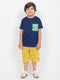 Peek-a-Saurus Pocket Cotton Short Set (Navy Blue & Yellow)