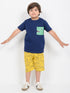Peek-a-Saurus Pocket Cotton Short Set (Navy Blue & Yellow)
