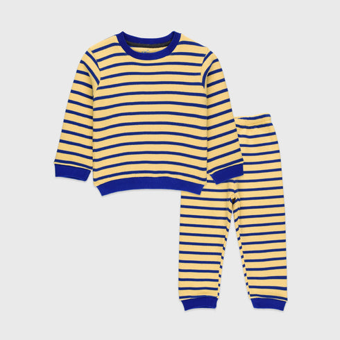 Striped Thick Fleece Tracksuit (Yellow/Blue)