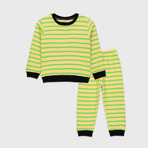 Striped Thick Fleece Tracksuit (Yellow/Green)