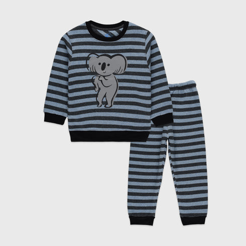 Koala Printed Striped Fleece Tracksuit