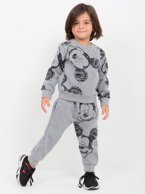 Mickey Themed Fleece Suit (Dark Grey)